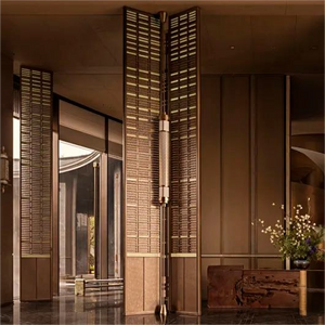 Hotel new Chinese style stainless steel partition entrance crystal glass screen villa sales office club grille background wall