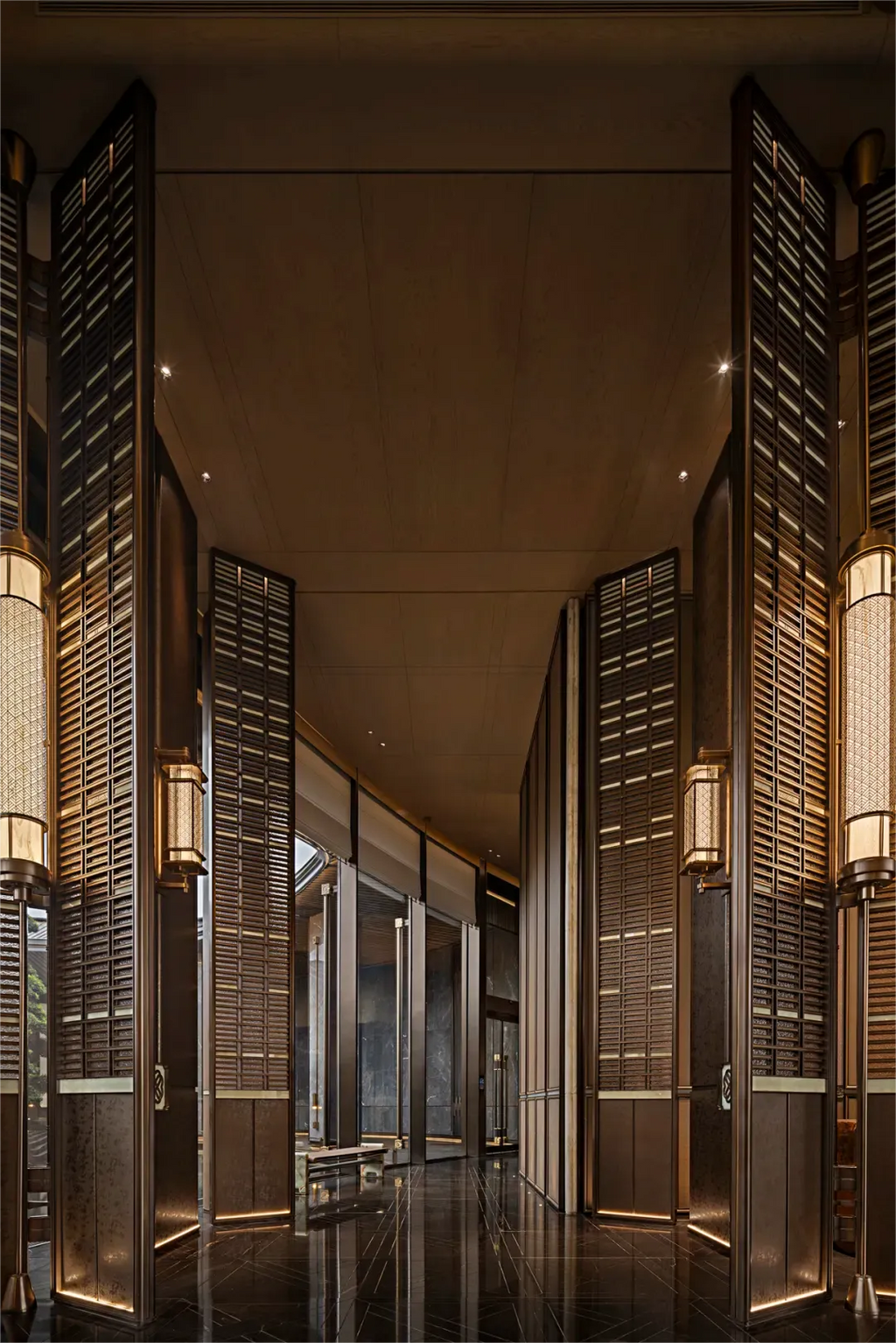 Hotel new Chinese style stainless steel partition entrance crystal glass screen villa sales office club grille background wall